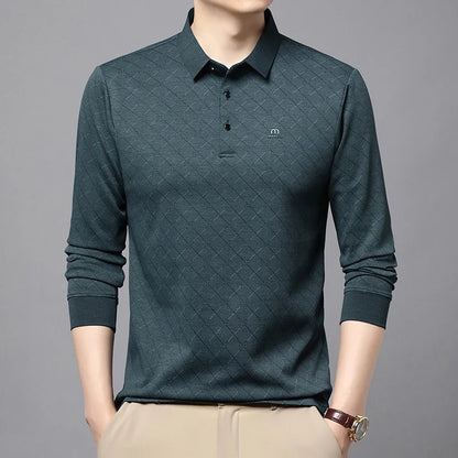 Collar Long Sleeved Polo Shirt for Men in Spring and Autumn 2025 New Business and Leisure Versatile T-shirt