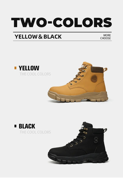 High Top Men Work Shoes Anti-Puncture Anti-smash Work Sneakers Slip Resistant Comfortable Soft Water Resistant Work Hiking Boots