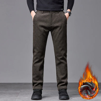 Men's Winter Fleece Elastic Casual Pants Thick Warm Soft Business Stretch Slim Trousers Streetwear Fashion Korean Brand Clothes