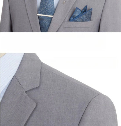 Plus Size Man Suit Set Solid Color Single Breasted Jacket Vest Pants For Host Groom Groomsmen Grey Black Navy 3-Piece Suit Set