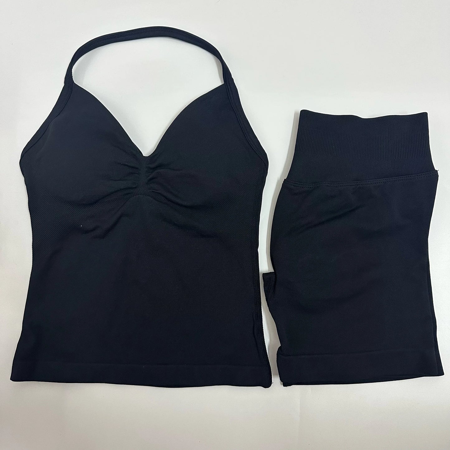 Yoga Set Women Padded Halter Tank Top Scrunch Butt Lifting Gym Shorts Set Summer Sportswear Workout Clothes