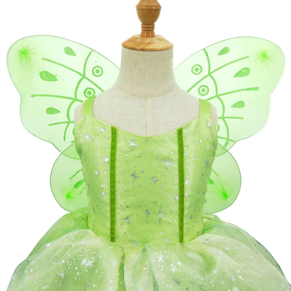 Girls Tinkerbell Fairy Dresses LED Light Up for Girls Costume Kids Cosplay Flower Fairy Princess Clothes Christmas Party Outfit