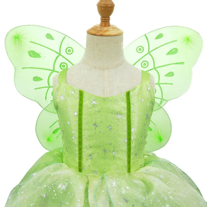 Girls Tinkerbell Fairy Dresses LED Light Up for Girls Costume Kids Cosplay Flower Fairy Princess Clothes Christmas Party Outfit