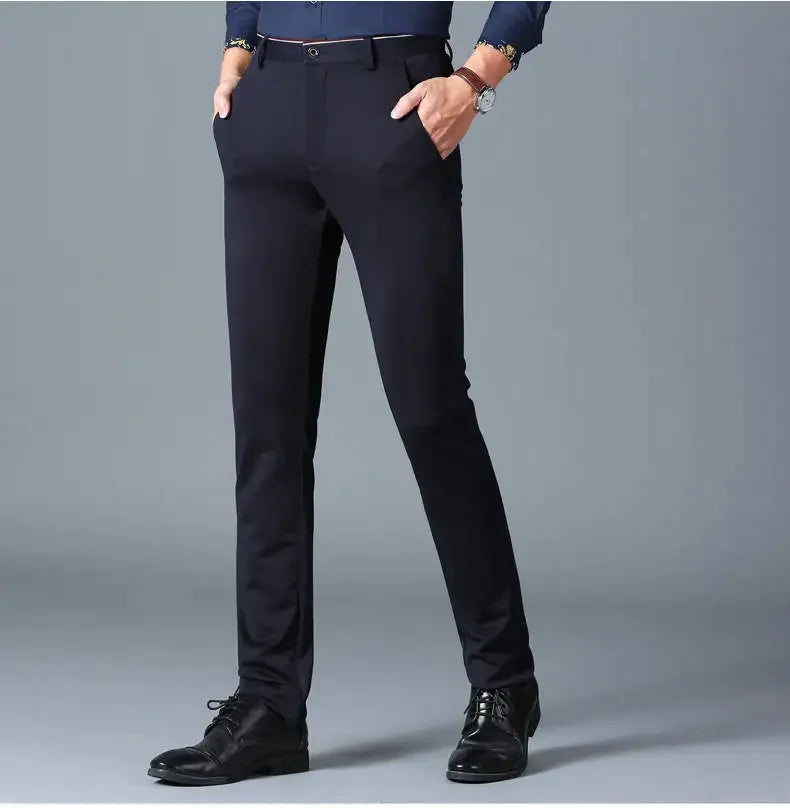 Men‘s Suit Pants Spring and Summer Male Dress Pants Business Office Elastic Wrinkle Resistant Big Size Classic Trousers Male