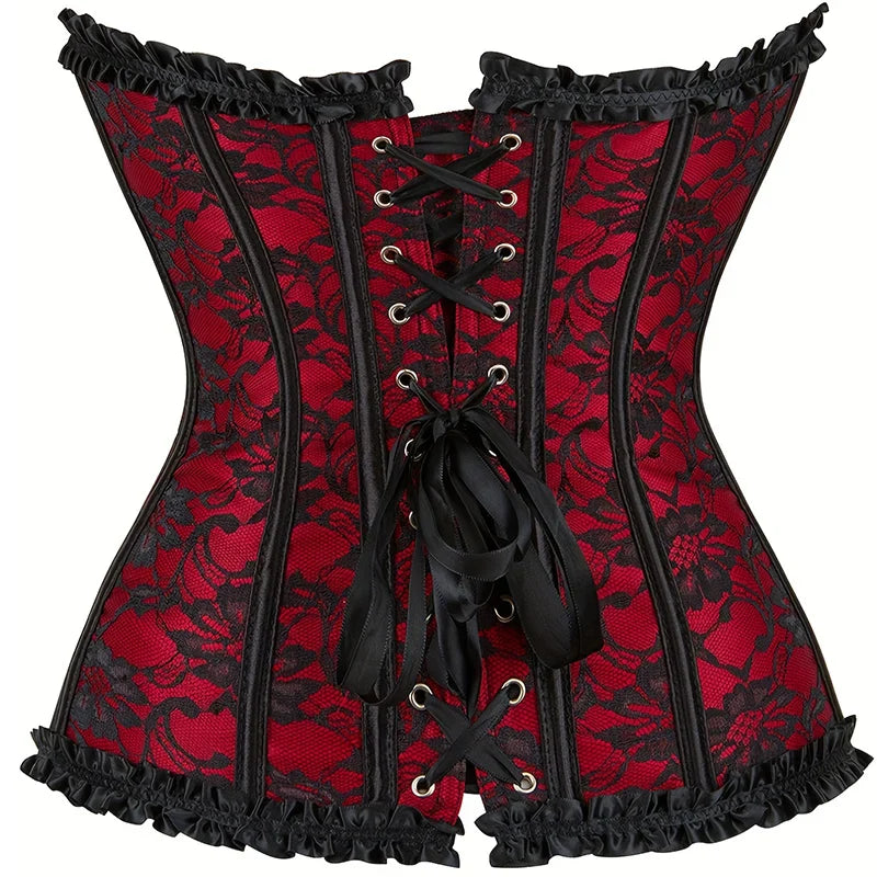 Sexy Gothic Corset Top Overbust Corselet Women Bustiers and Corsets Modeling Strap Lace Up Boned Tummy Control Halloween Costume