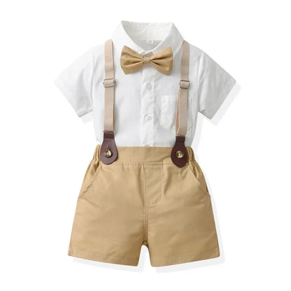 Kids Boys Formal Birthday Outfit Suit Toddler Gentleman Wedding White Shirt 1-7 Years Baby Pants Boys Ceremony Outfits