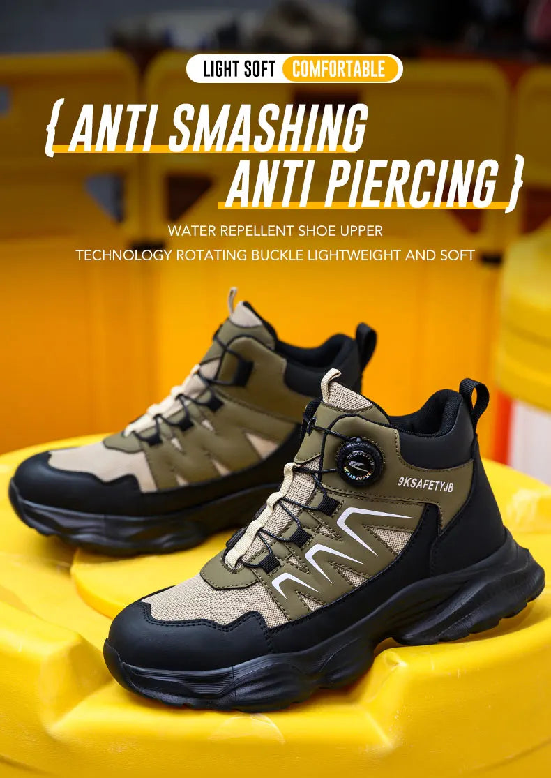 Men's Work Shoes Steel Resistant Anti-Puncture Anti-smash Toe Boots Slip Light Weight Safety Shoes Comfortable Men Shoes 40-46