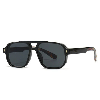Double Bridges Square Sunglasses Women Gradient Shades UV400 Fashion Brand Designer Rivets Men Sun Glasses