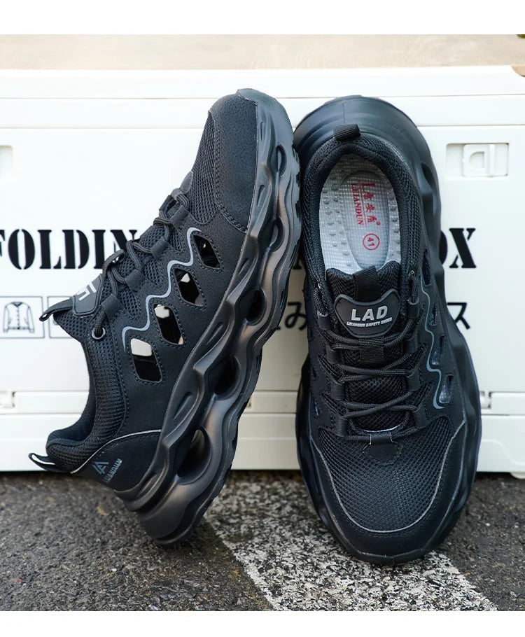 Men's Summer Breathable Safety Shoes Anti-smash Puncture-Proof Work Sneakers Fashion Footwear Comfortable Work Boots