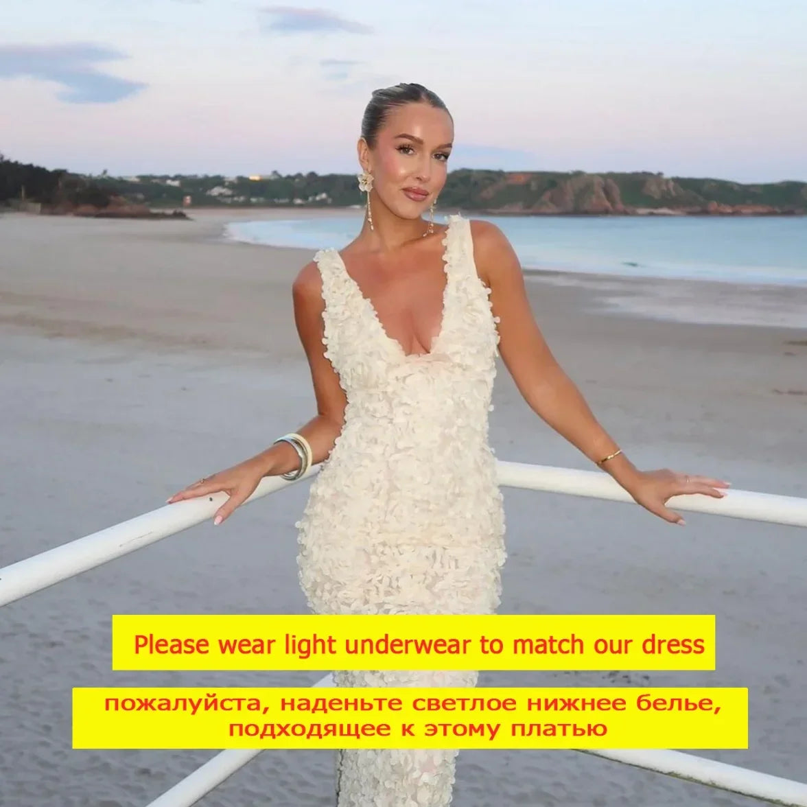 Summer Formal Occasion Dress 2025 Elegant 3D flower Maxi Evening Dresses Sexy Wedding Guest Party Dresses Women