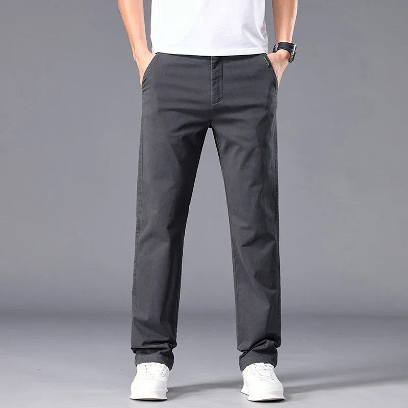 New Casual Pants Men Straight Fit Stretch Autumn Chino Trousers Male Formal Work Business Dress Khaki Fashion Spring Pants