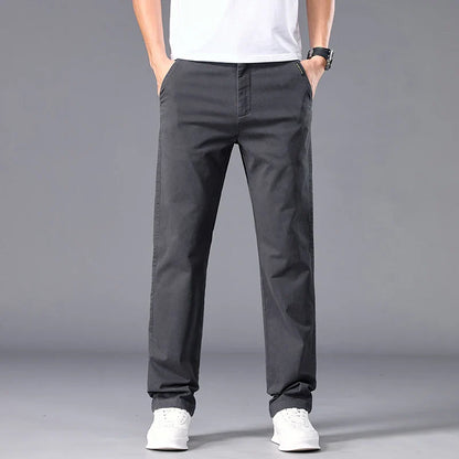New Casual Pants Men Straight Fit Stretch Autumn Chino Trousers Male Formal Work Business Dress Khaki Fashion Spring Pants