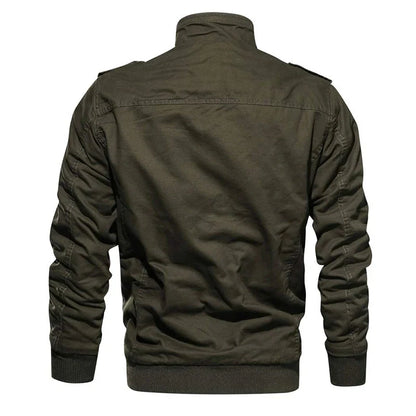 Men's Fleece Jackets Windbreaker Coats Fall Winter Thermal Bomber Jackets Multi-pockets Stand Collar Motorcycle Jacket