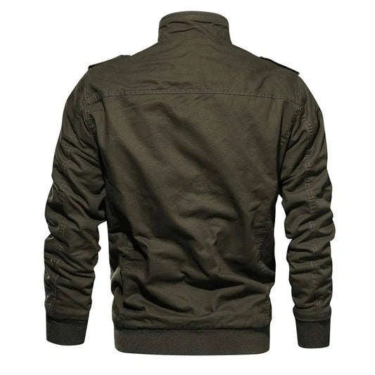Men's Fleece Jackets Windbreaker Coats Fall Winter Thermal Bomber Jackets Multi-pockets Stand Collar Motorcycle Jacket