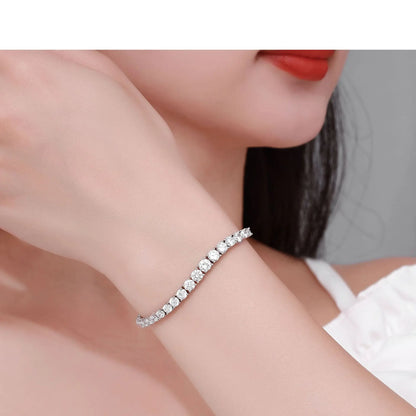 100% 925 Sterling Silver Gradient Size Moissanite Tennis Bracelet For Women Diamond Bangle Luxury Fine Jewelry Gift