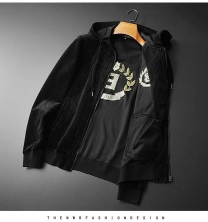Hoodies For Men Autumn and Winter high quality Gold Velvet Thickened suit plus size Sports suit Two-piece Set pant sets