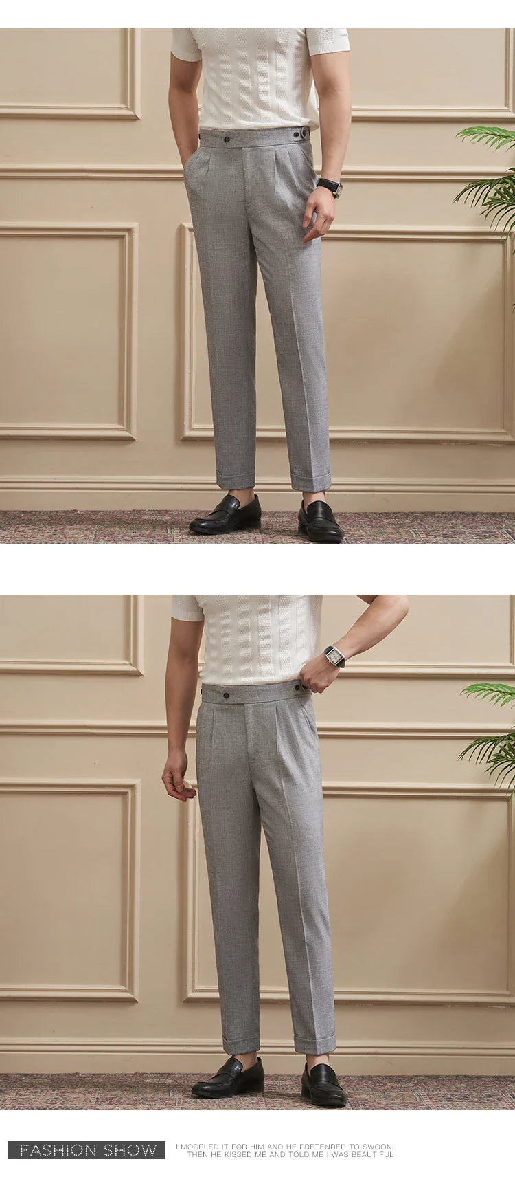 Neapolitan-Style Men‘s Cuffed Ankle Trousers | Slim Fit | Spring/Summer New Arrival
