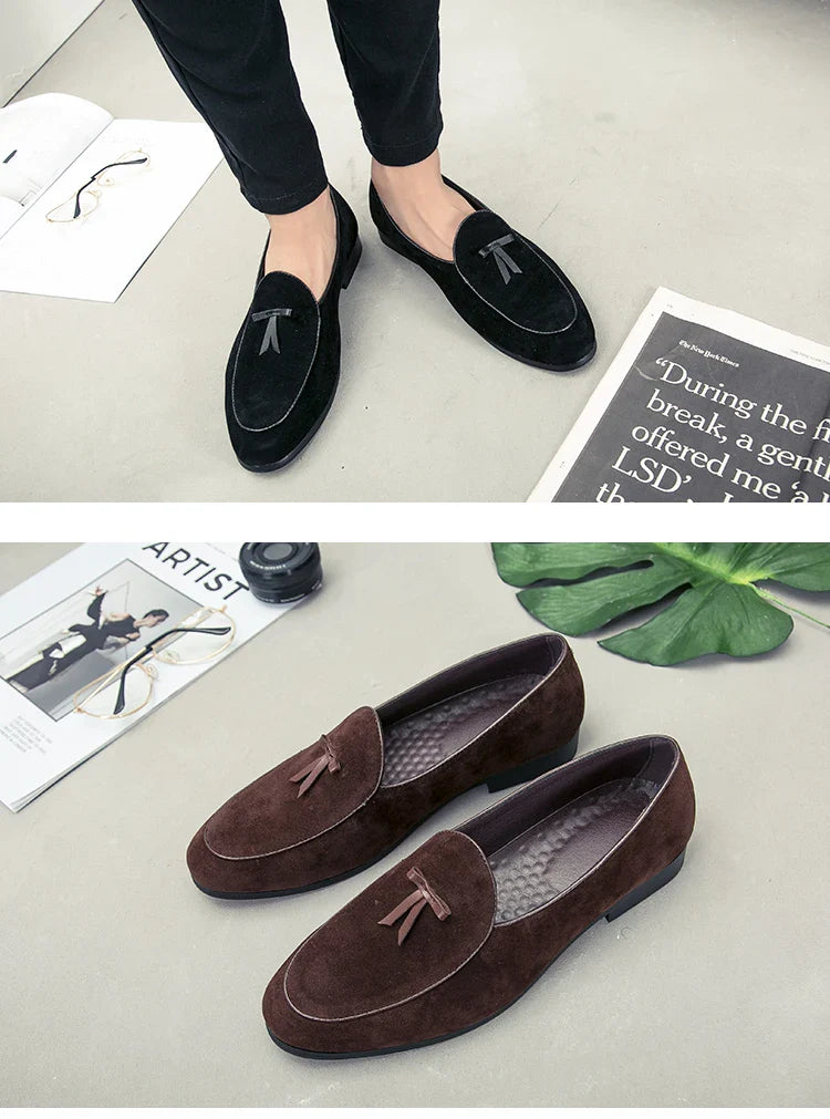 Loafers men Korean version of the trend British fringe men's shoes suede sanded bean shoes a slip-on small leather shoes