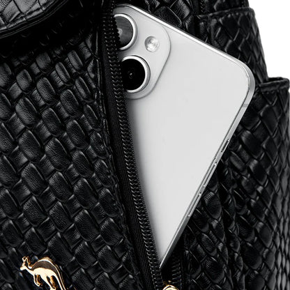 Luxury Women Leather Backpacks for Girls Sac A Dos Casual Daypack Black Vintage Backpack School Bags for Girls Mochila Rucksack