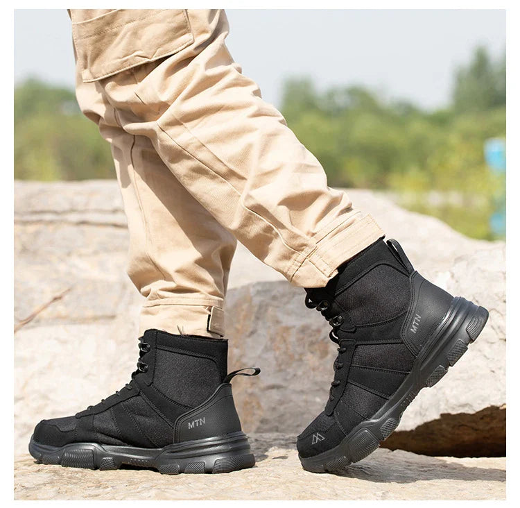 Rotating Button Style Protective Shoes Men Safety shoes Anti-Smash Puncture-Proof Indestructible Work Boots Steel Toe Men Shoes