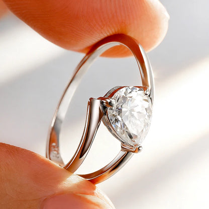 GRA Certified D VVS1 Pear Cut Moissanite Rings for Women 6x8mm Lab Diamond S925 Sterling Sliver Wedding Engagement Ring