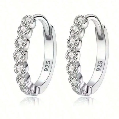 Trendy Silver Mini Stud Earrings for Women Stainless Steel Sparkling Zircon Piercing Jewelry Set Daily Party Tiny Simple