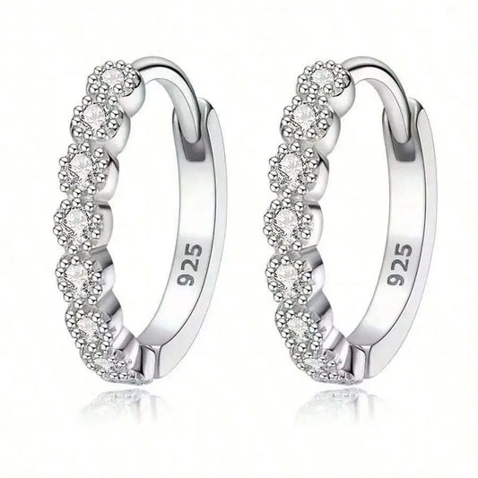 Trendy Silver Mini Stud Earrings for Women Stainless Steel Sparkling Zircon Piercing Jewelry Set Daily Party Tiny Simple