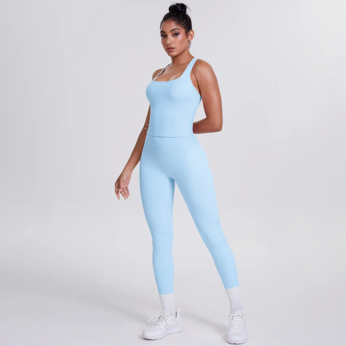 Yoga Top Set Fitness Gym Suit Training Sleeveless Sport Gym Tops Crossover Back Sports Underwear Tummy Control Slimming
