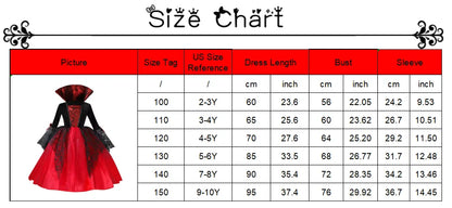 2025 Girls Cosplay Vampire Halloween Dress For Kids Ghost Bride Gothic Costume Count Vampiran Carnival Outfit Black Red Clothes