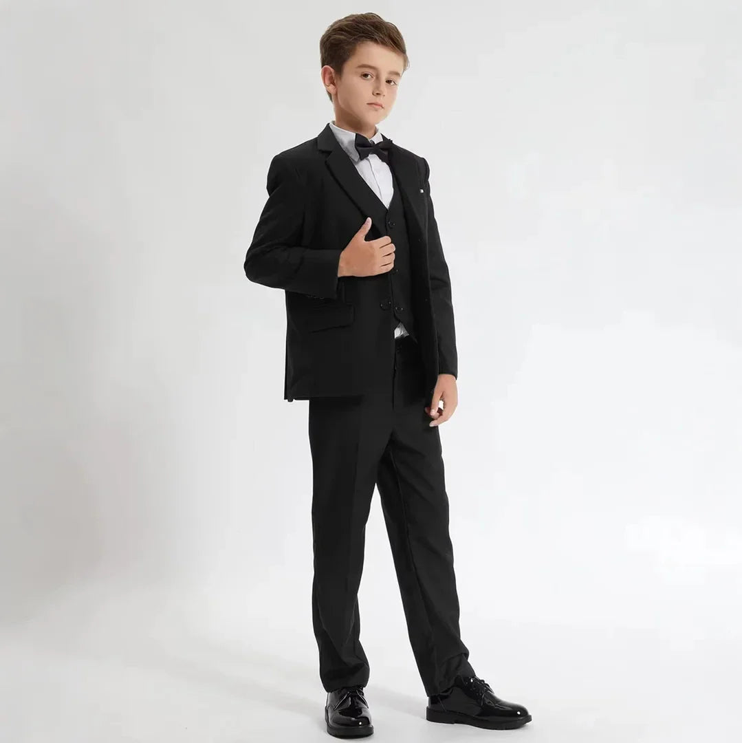 Boys Suit Kids Wedding Tuxedo Easter Birthday Party Gift Formal Perform Outfit Set Pants + Blazer + Dress Shirt + Necktie 4PCS