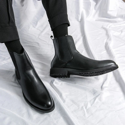 Classic Fashion Men Boots Winter Leather Shoes Autumn Business Chelsea Boots British Style Hombres Botas High Top Footwear Dress