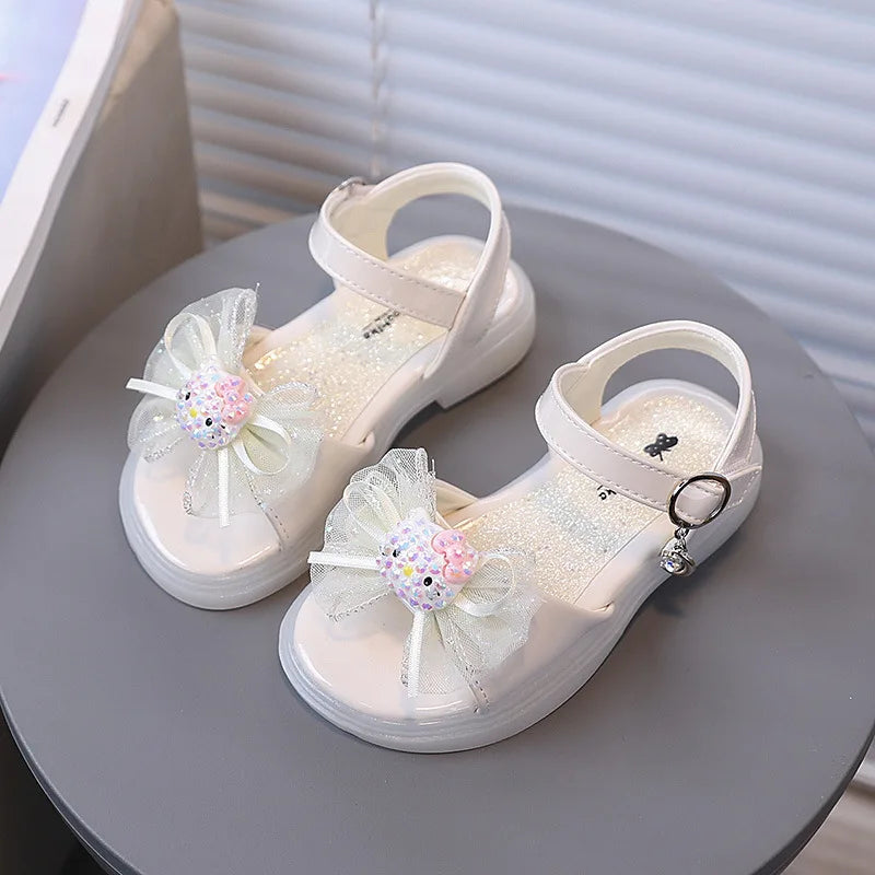 2026 Princess Girls Sandals Summer Children Beach Shoes Girls Open-toed Sandals Soft PU Leather Flat Kids Sandals For Girl