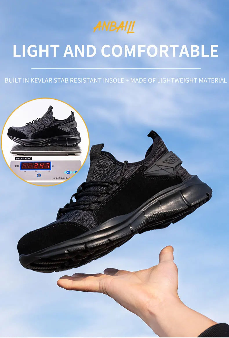 Work Sneakers Men Safety Shoes Construction Steel Toe Work Shoes  Lightweight Safety Boots Anti-Puncture Working Sneakers Kevlar