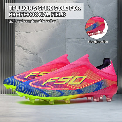 Classic Style AG FG football shoes PU Fabric Ventilated Upper TPU Wearproof Outsole Unisex Kids Outdoor Football Shoes
