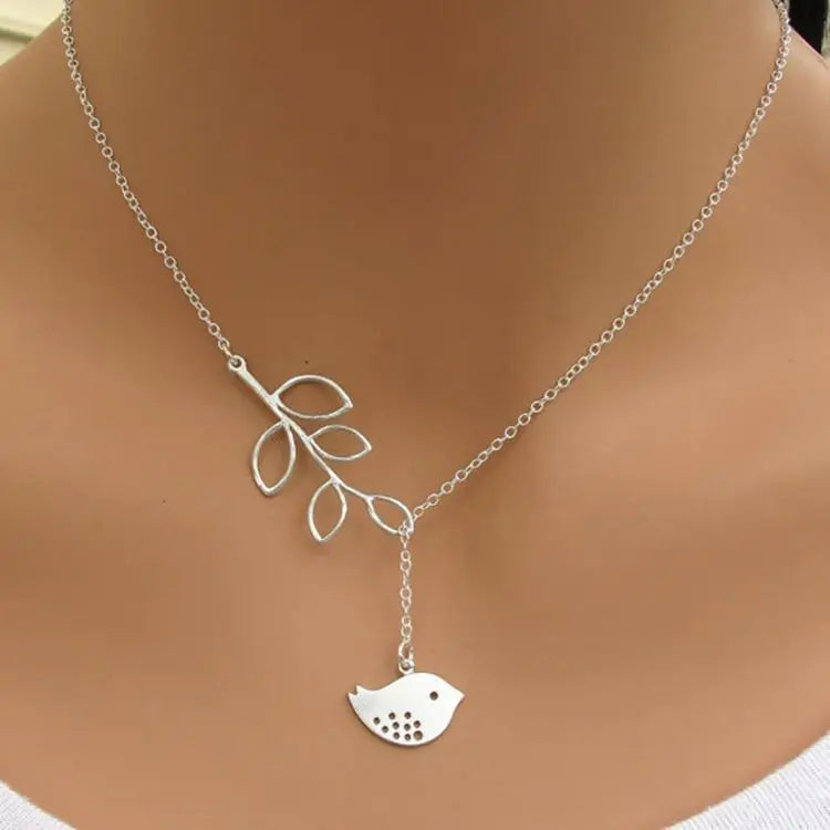 Jewelry Leaves Bird Pendant Necklace Maxi Statement Necklace Chokers Necklace