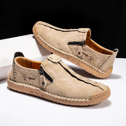 Handmade Leather Men Shoes Casual Slip On Loafers Breathable Leather Shoes Men FlatsTooling Shoes Plus Size