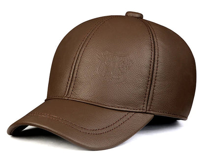 Warm Hat Man 2024 Winter Genuine Leather Baseball Caps Male Casual Cowhide Belt Ear Protect Sport Hockey Hunt Flight Casquette