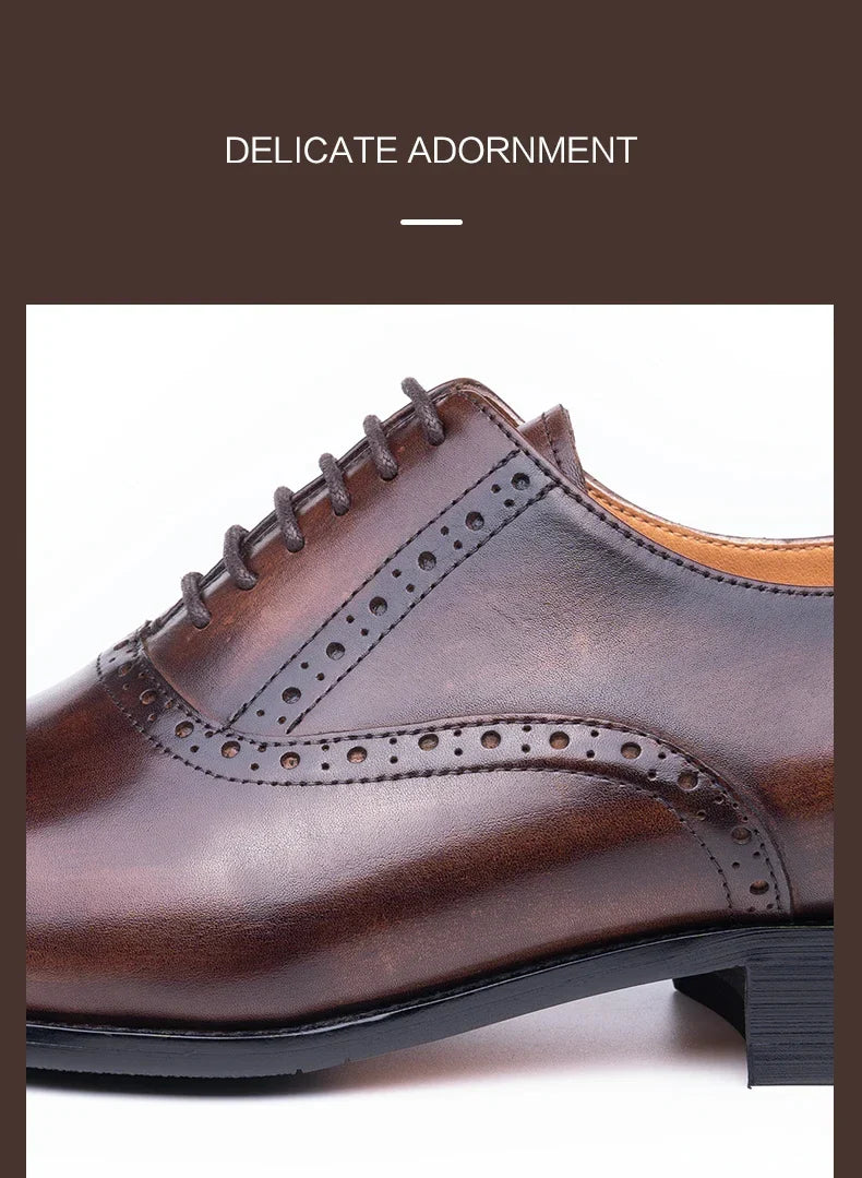 Classic Brogue Shoe Men's Business Suits Matches New Style Genuine Cowhide Handmade Formal Office Wedding Party Mans Dress Shoes