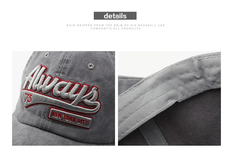Women Men Baseball Cap Fashion Letter Embroidery Snapback Hat Vintage Washed