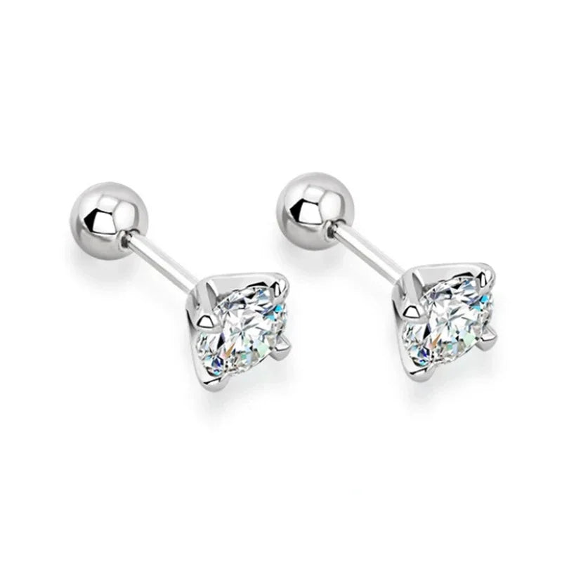 4 Prong GRA Certified 0.3-2CT D Color Moissanite Earrings for Women Men 925 Silver Plated 18K Gold Party Ear Studs Gift