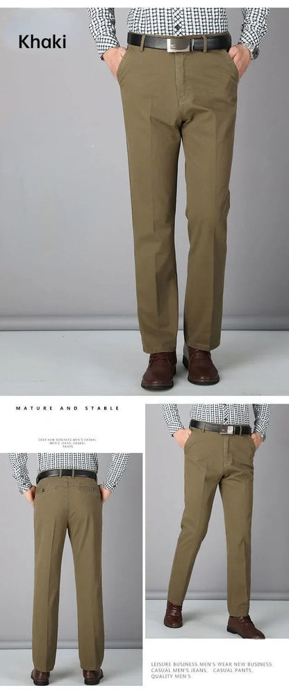 Men's Summer Thin Casual Suit Pants Autumn Thick 100% Cotton Stretch Classic Business Fashion Trousers Male Brand Clothes GOZBKF