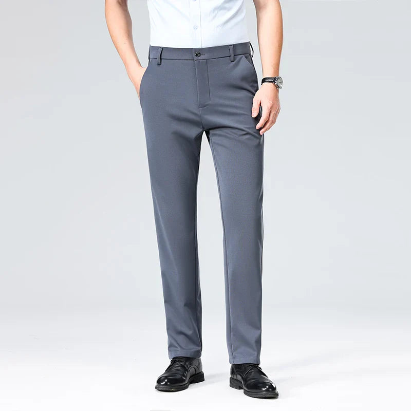 2026 Mens Regular Fit Dress Pants Casual Business Flat Front Trouser Male Wrinkle Free Comfort Stretch Pants