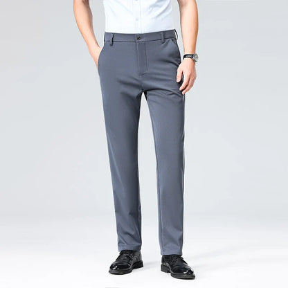 2026 Mens Regular Fit Dress Pants Casual Business Flat Front Trouser Male Wrinkle Free Comfort Stretch Pants