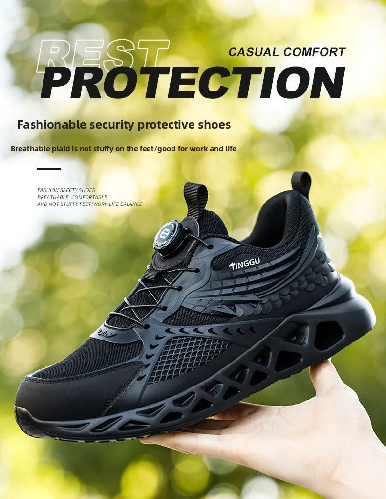 Men's Summer Mesh Labor Protection Shoes Anti-Smashing Wear-Resistant Outdoor Construction Site Protection Work Shoes Anti-Pierc