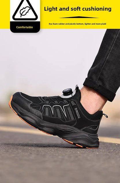 Men's Lightweight Steel Toe Caps Safety Shoes Anti Smashing Anti Piercing Work Shoes Fly Woven Labor Protection Footwear