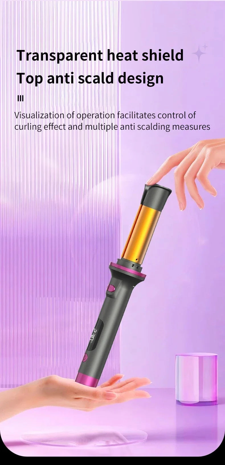 Automatic Curling Iron 32MM Double Slot Negative Ion Portable Hair Curler Constant Temperature Anti Hot Styler for Travel