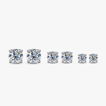 Real 0.2-3CT D Color Moissanite Stud Earrings For Women Party 4 Prong S925 Silver 0.1CT 3mm Pass Diamond Test Earring Gift