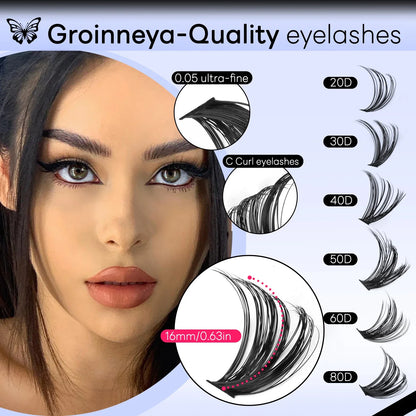 Clusters Lashes With Waterproof Strong Hold DIY Lash Extension Kit Lash Bond And Seal And Eyelash Tweezers Makeup