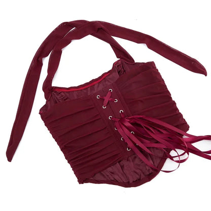 Corset Halter Crop Top Women Camisole Short Cropped Tank Tops Summer Sexy Elegant Nightclub Evening Party Female Clothes