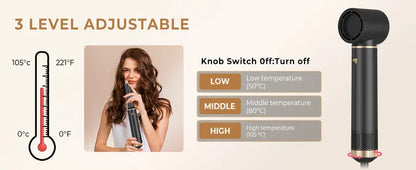 Hair Dryer 5 in 1 Electric Comb Negative Ion Straightener Comb Curling Iron Detachable Multifunctional Heating Brush Hair Dryer